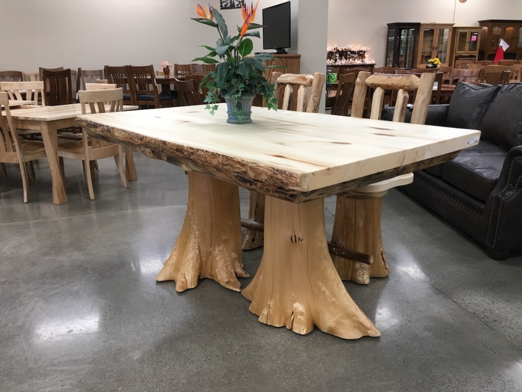 Log Table Amish rustic stump table