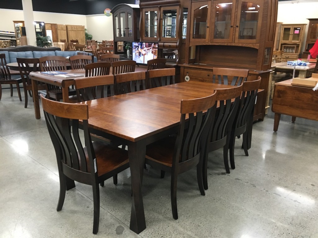 twist leg dining table amish traditions, ethen allen, key home furniture