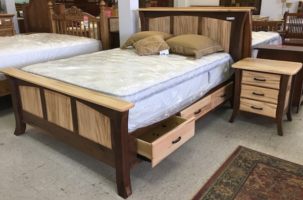 Amish Bed Walnut and Maple Wormy