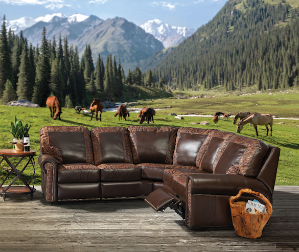 Leather USA sofa sectional with power top grain american