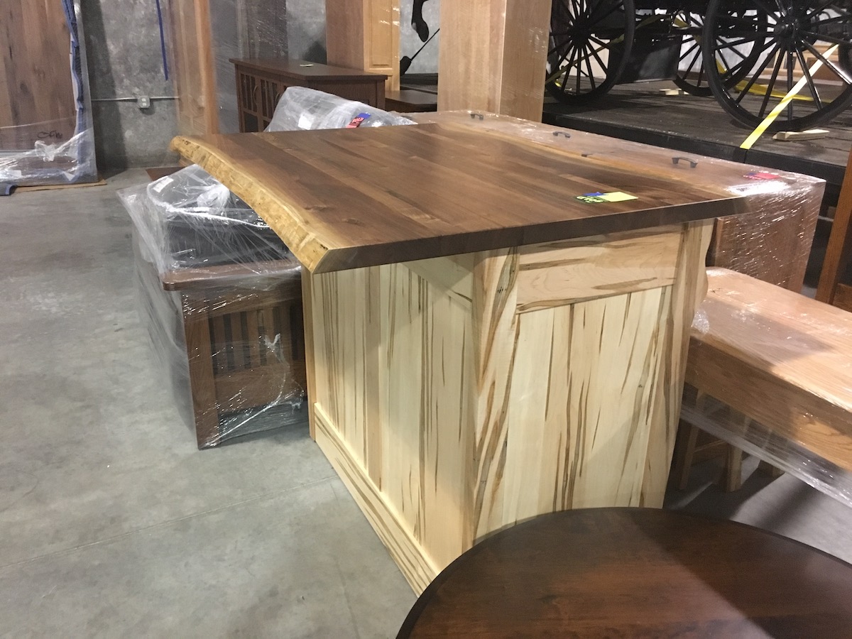 Live Edge Rustic Walnut Bar and hidden Table Amish made, USA made