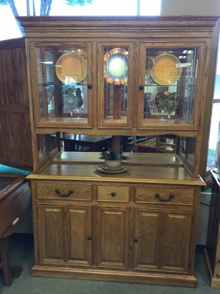 Med Oak Furniture Warehouse Hutch and Buffett