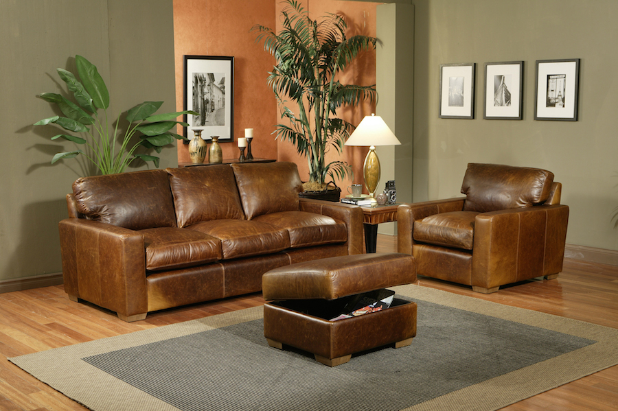 USA Made Leather sofa attoman chair Omnia