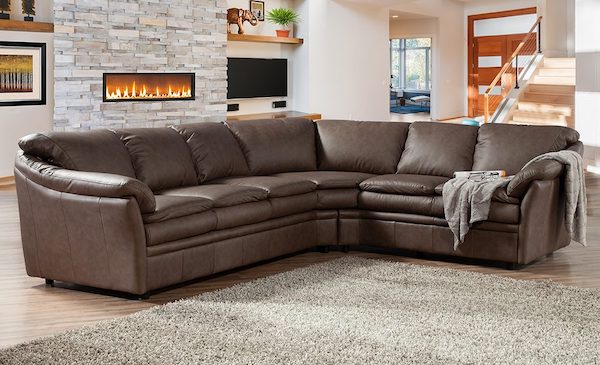 Leather pillow top american made sectional